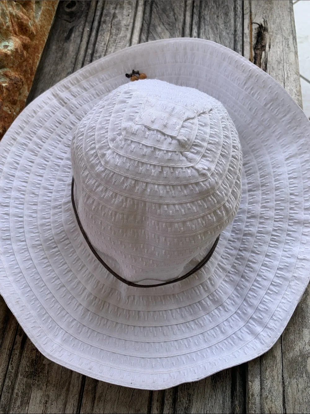 Betmar New York Coconut Ring Safari Beaded White Sun Hat UPF 50+